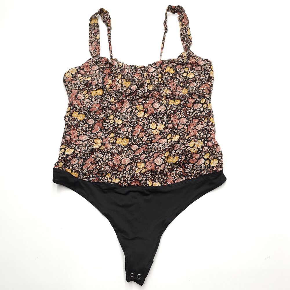 Abercrombie & Fitch Bodysuit Size Medium Brown Floral Tank Top Spring Fashion